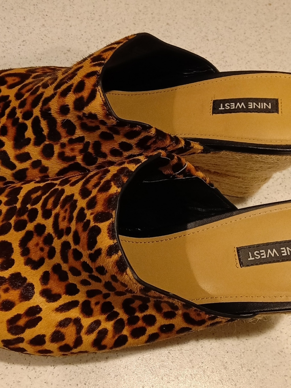 Nine West Leopard Print Slip-On Women's Wedge Mules - Brown